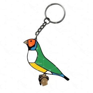 Llavero Diamante de Gould Macho cabeza naranja