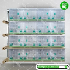 16 jaulas 90x40x40h (4 columnas y 4 filas)