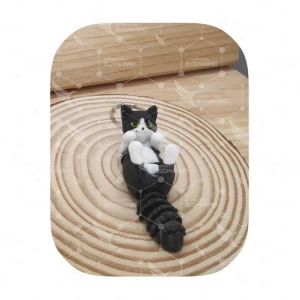 Llavero Gato Panza Ar Arriba  Negro y Blanco Simon