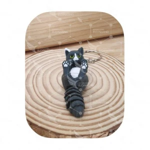 Llavero Gato Panza Arriba  Gris Osc y Blanco Simon